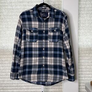 Preloved American Eagle‎ Mens Flannel Shirt L Plaid Button Up Long Sleeve